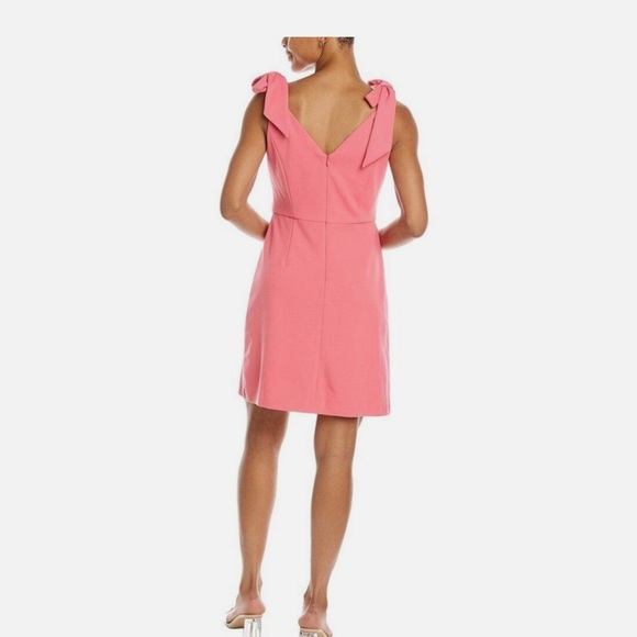 NWOT BCBGeneration Fit & Flare Tie Shoulder Mini Dress Flounce Hem VNeck Pink 12 - Picture 12 of 12